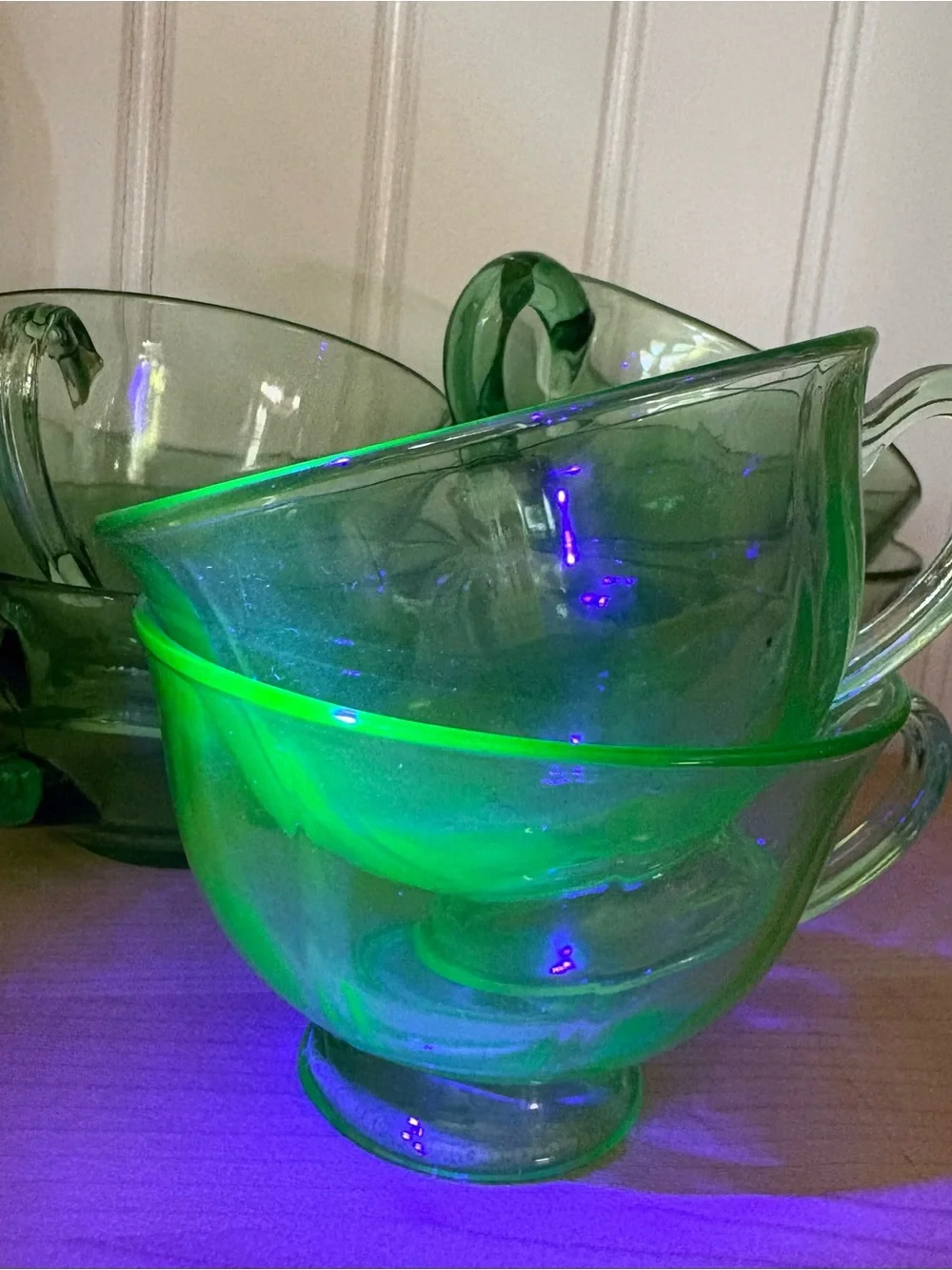 Vintage Fostoria Fairfax 20s-30s Vaseline/Depression/Uranium Green Glass Tea Set